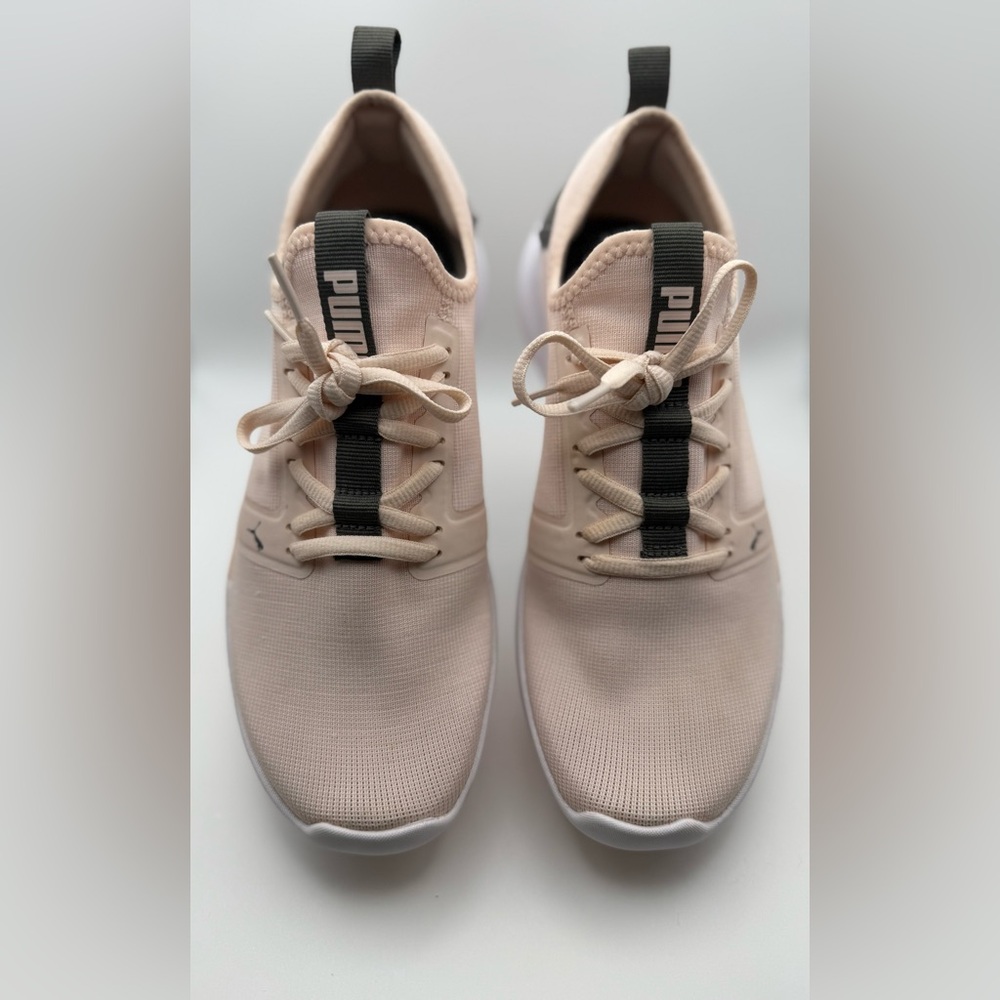 Puma Light Pink Athletic Shoes with Knit Upper and Streamlined Design